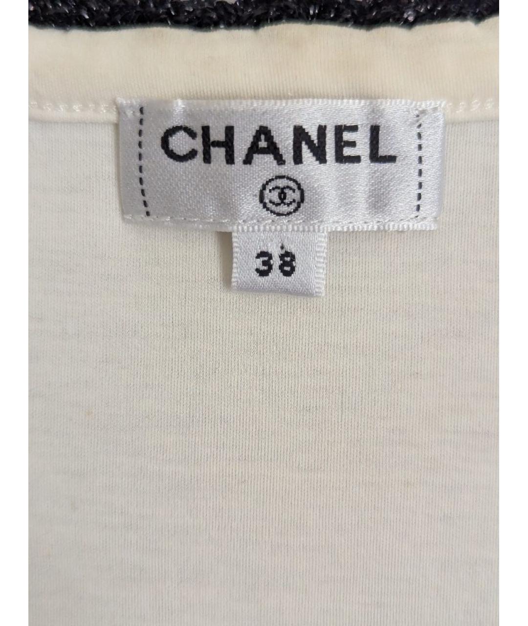 CHANEL Белая хлопко-эластановая майка, фото 3