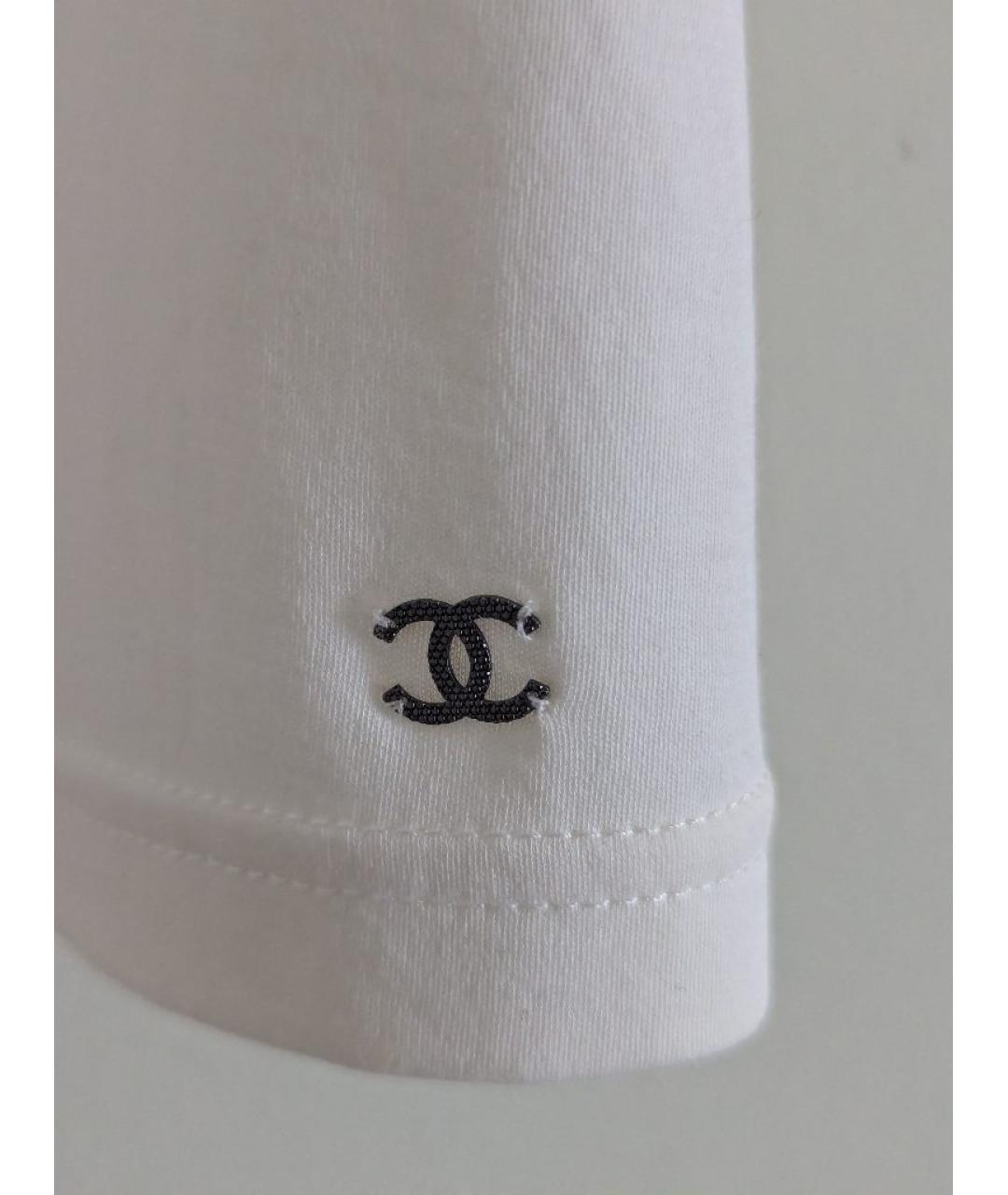 CHANEL Белая хлопко-эластановая майка, фото 7