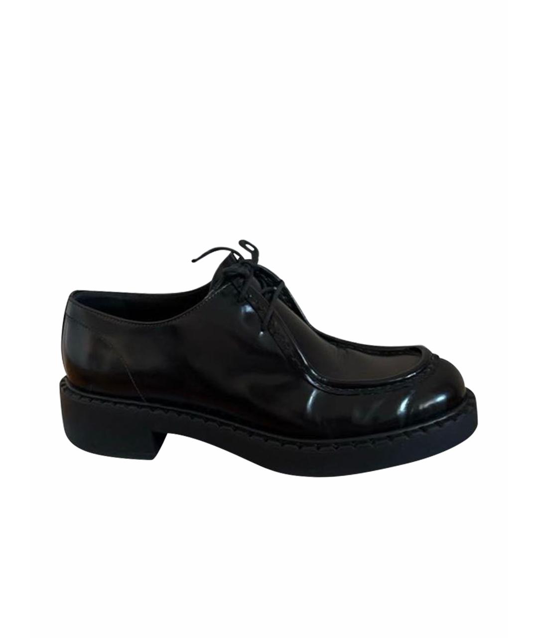 PRADA Черные кожаные брогги и оксфорды, фото 1