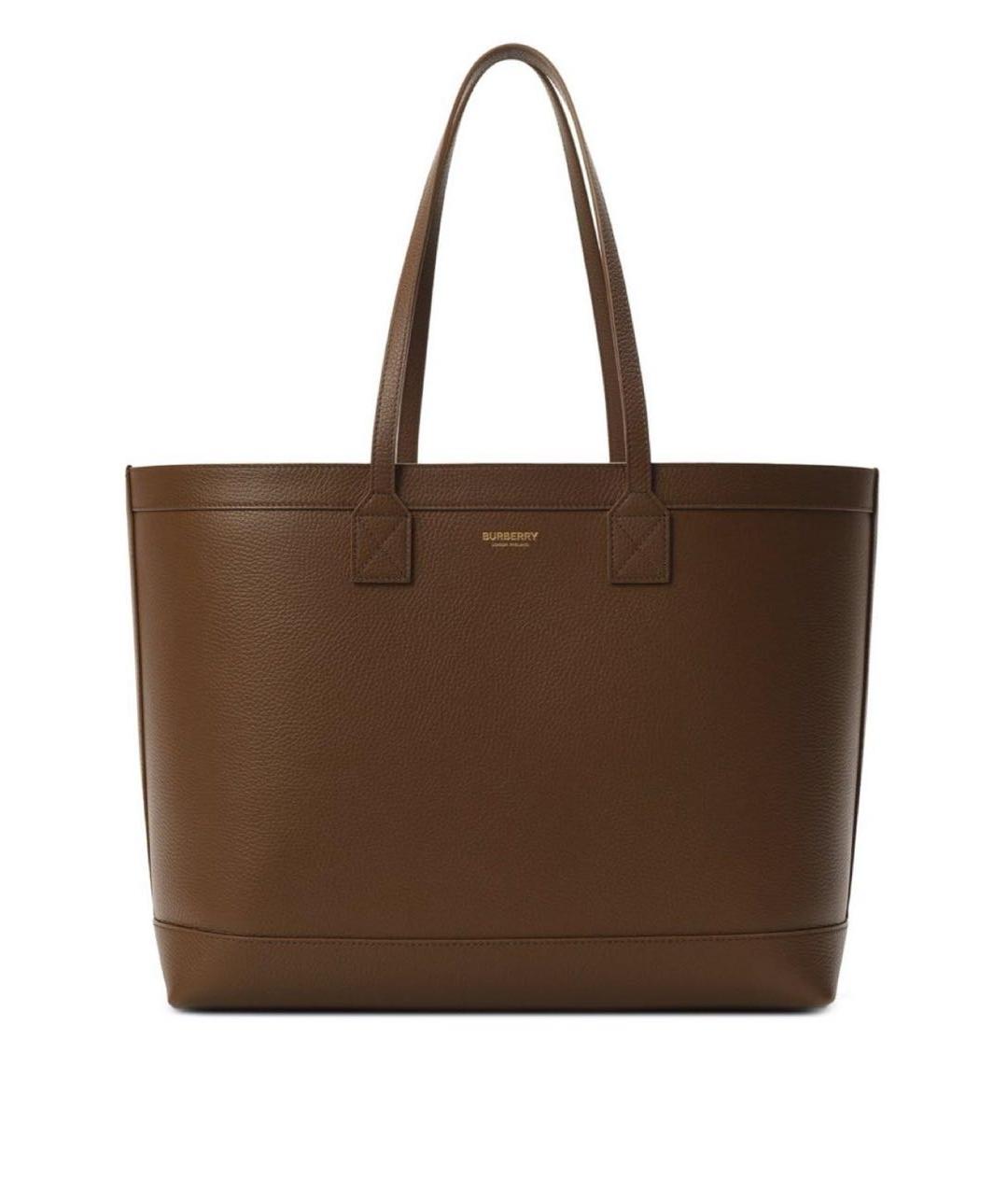 BURBERRY Коричневая кожаная сумка тоут, фото 7