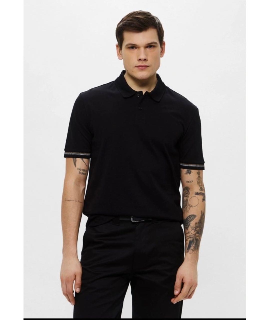 HUGO BOSS Черное хлопковое поло с коротким рукавом, фото 5