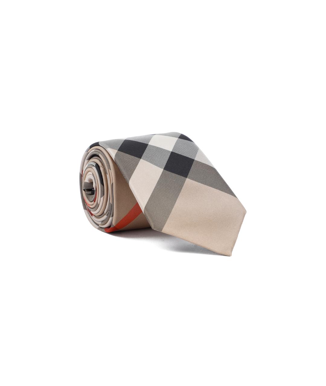 BURBERRY Бежевый шелковый галстук, фото 1