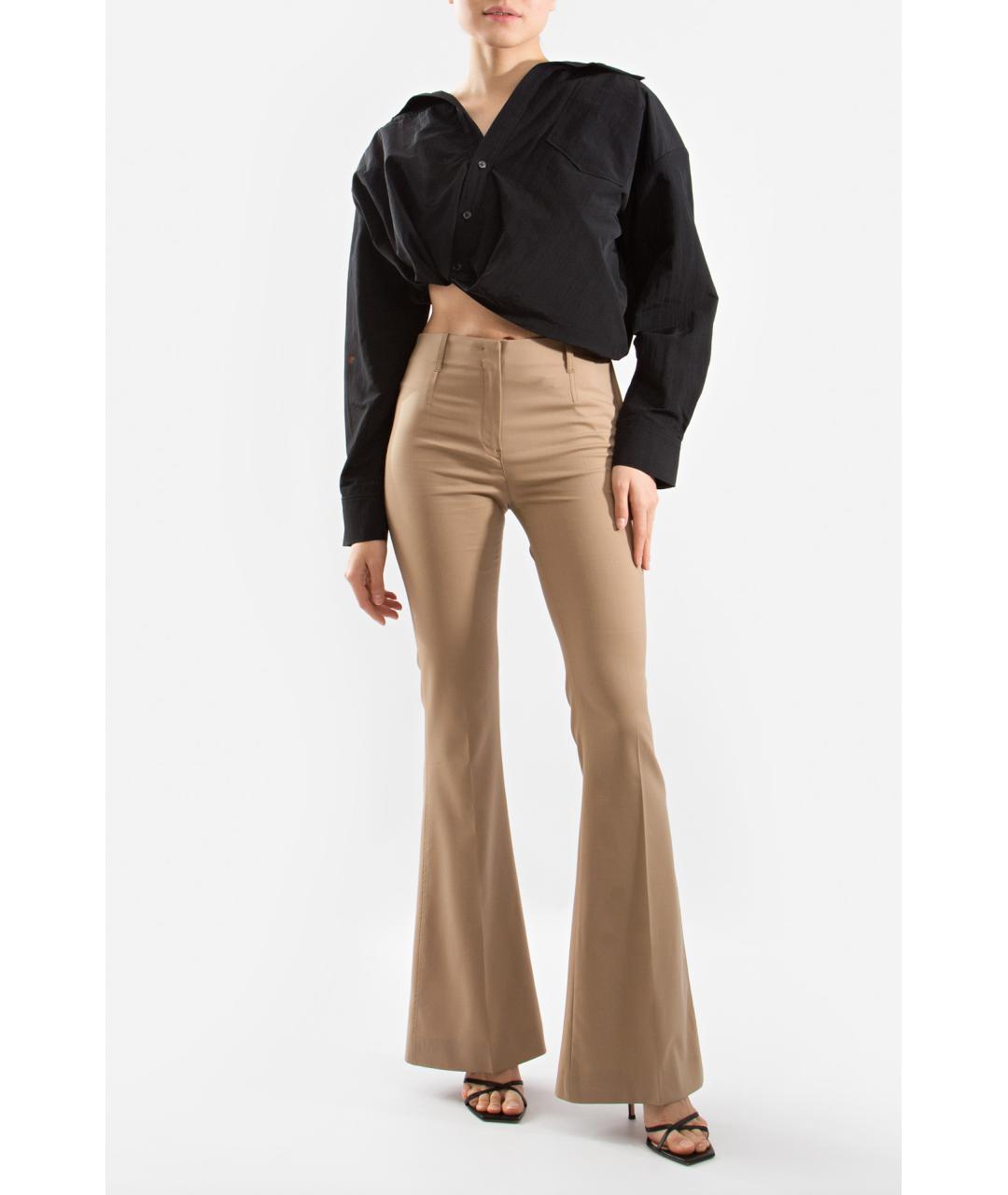 JACQUEMUS Бежевые шерстяные прямые брюки, фото 2