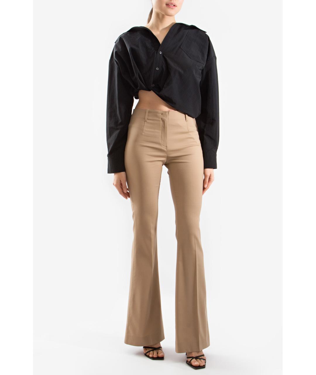 JACQUEMUS Бежевые шерстяные прямые брюки, фото 4