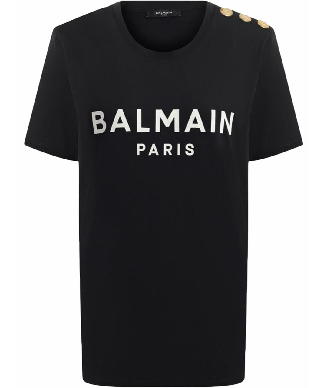 BALMAIN Черная хлопковая футболка, фото 1