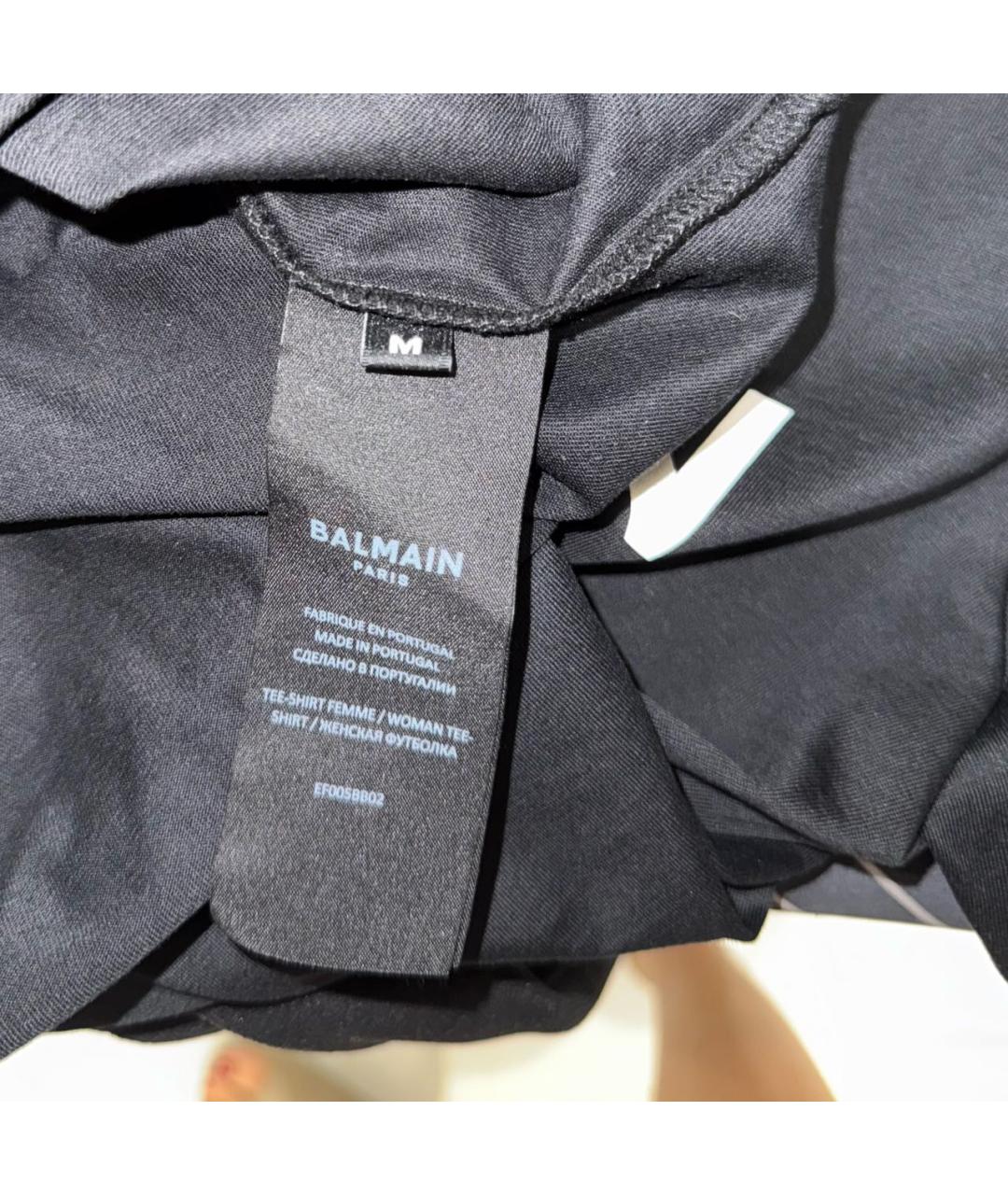 BALMAIN Черная хлопковая футболка, фото 4
