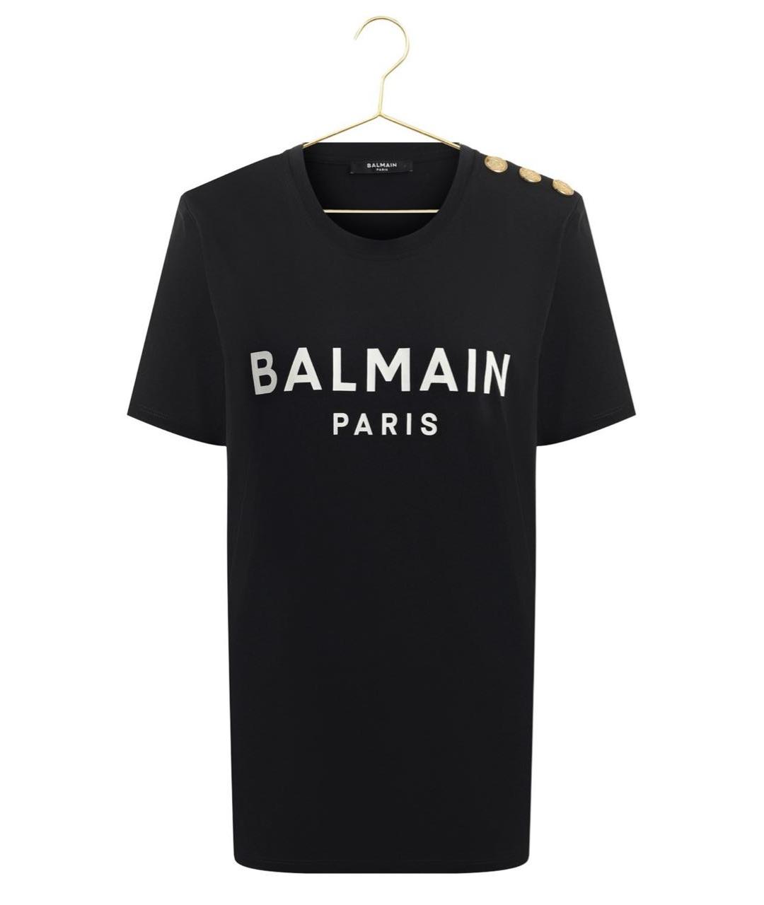 BALMAIN Черная хлопковая футболка, фото 5