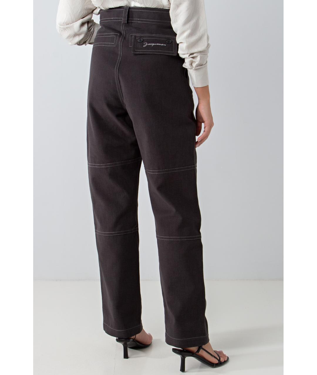 JACQUEMUS Антрацитовые хлопковые прямые джинсы, фото 3