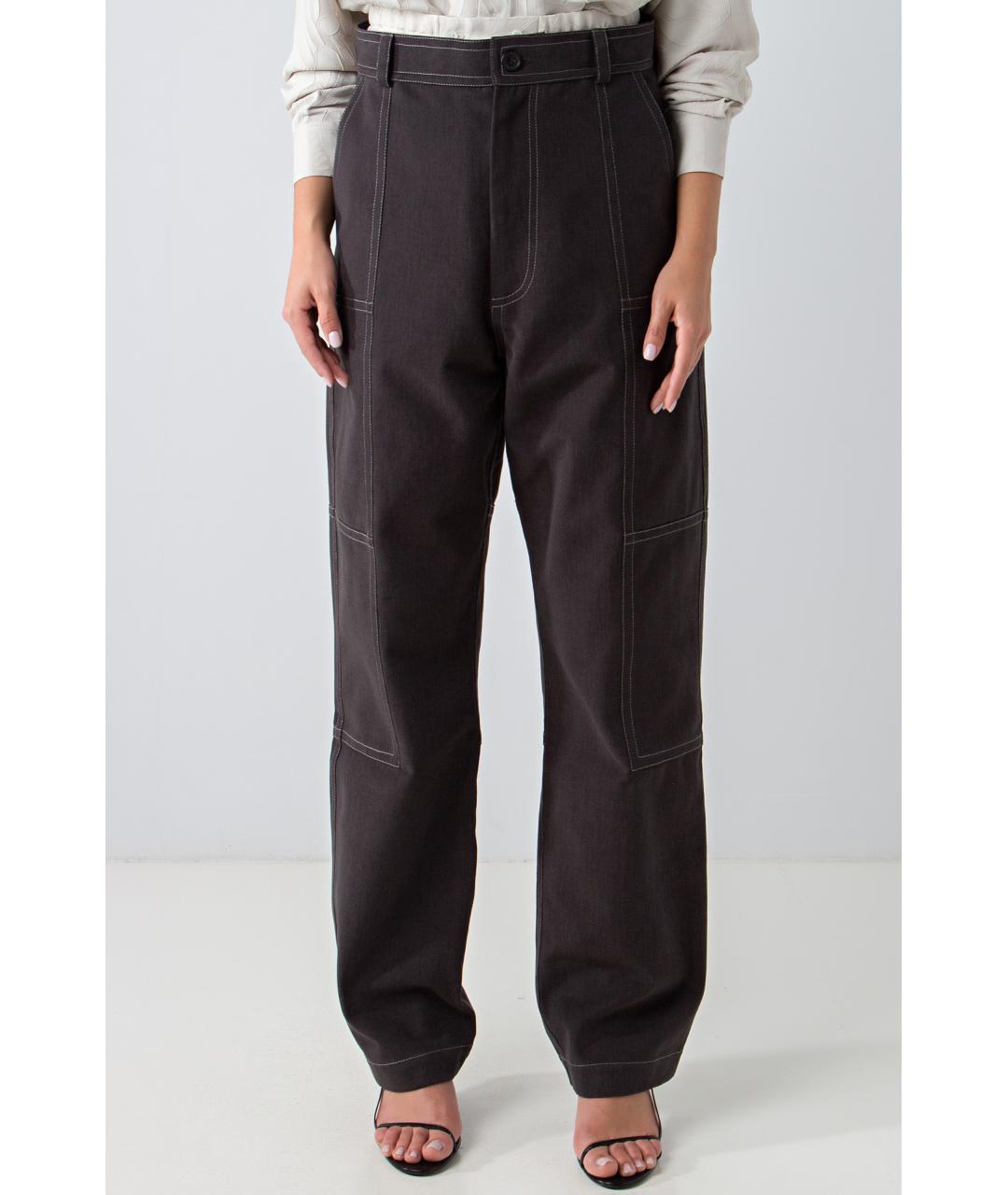 JACQUEMUS Антрацитовые хлопковые прямые джинсы, фото 4
