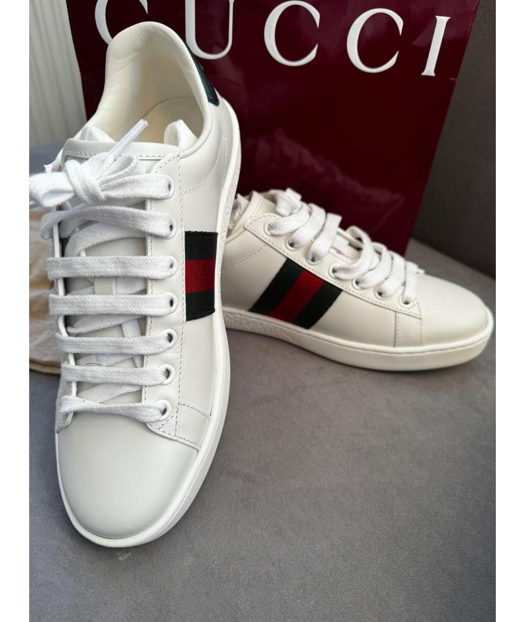 GUCCI Белые кожаные кеды, фото 3