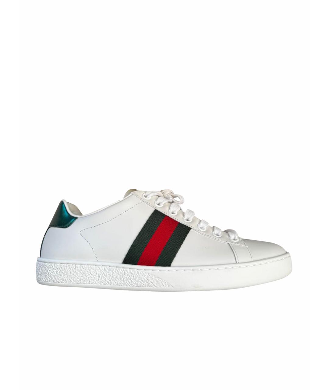 GUCCI Белые кожаные кеды, фото 1