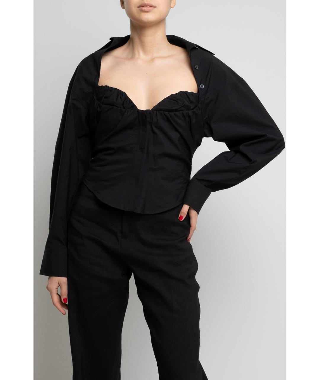JACQUEMUS Черная хлопковая блузы, фото 4