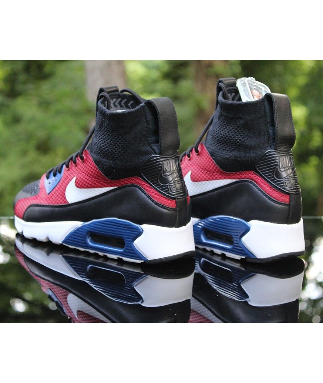 NIKE Бордовые кожаные высокие кроссовки / кеды, фото 7