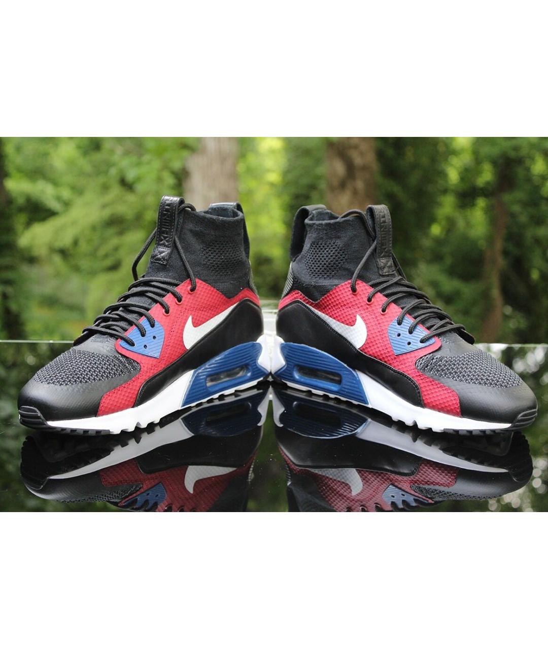 NIKE Бордовые кожаные высокие кроссовки / кеды, фото 6