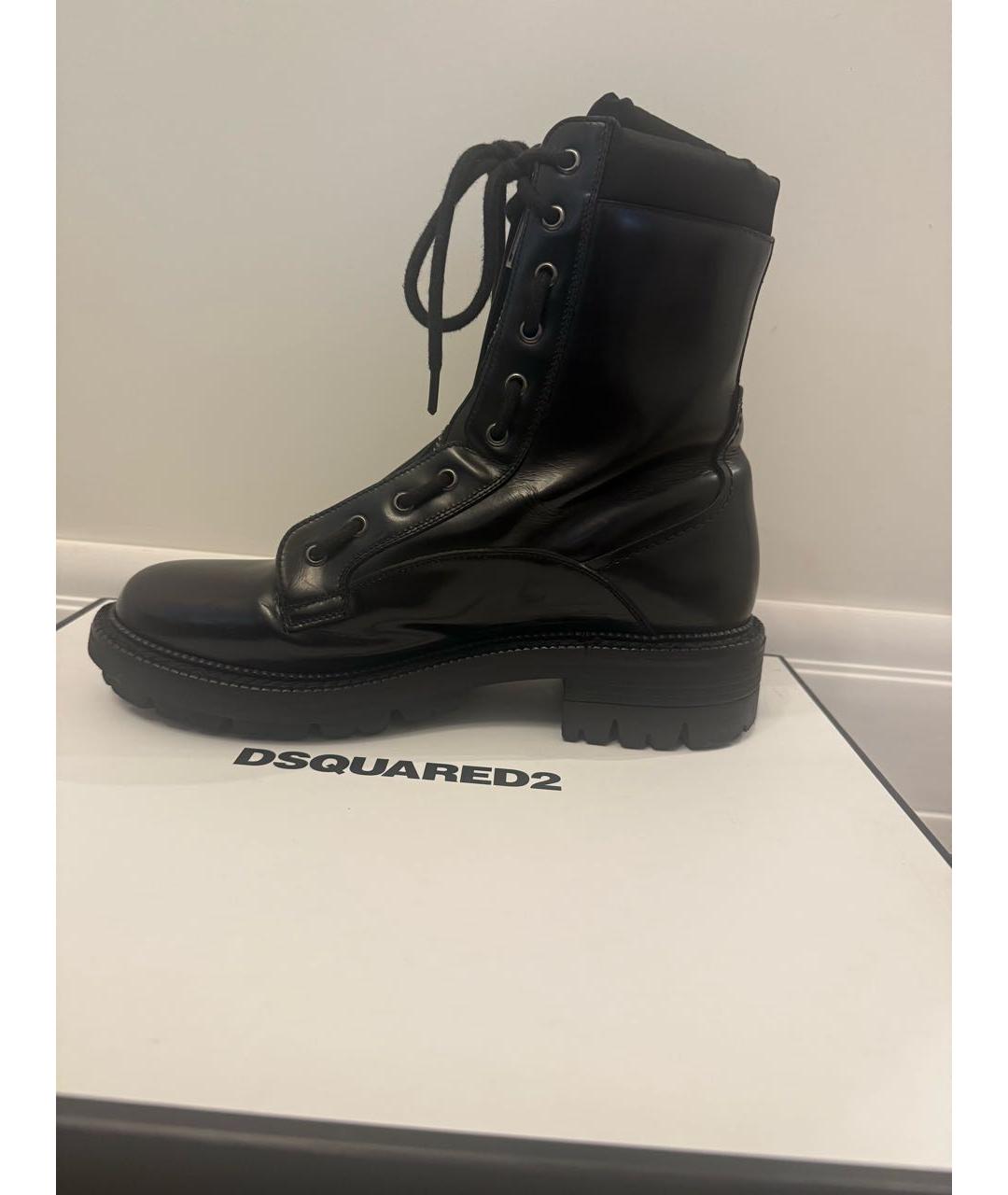 DSQUARED2 Черные кожаные высокие ботинки, фото 9