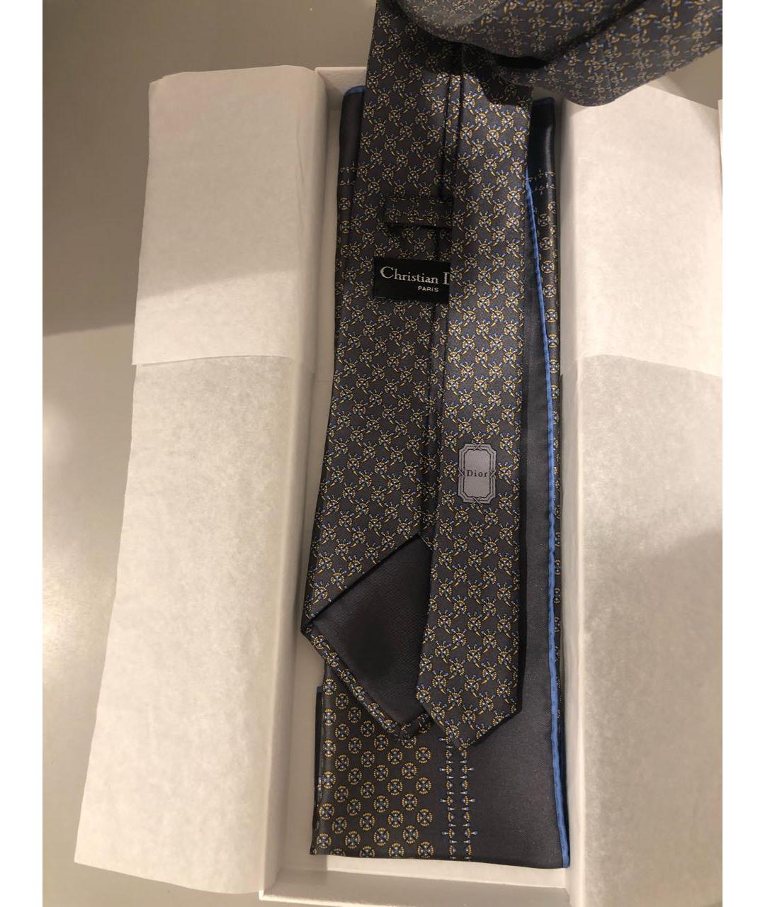 CHRISTIAN DIOR Серый шелковый галстук, фото 2