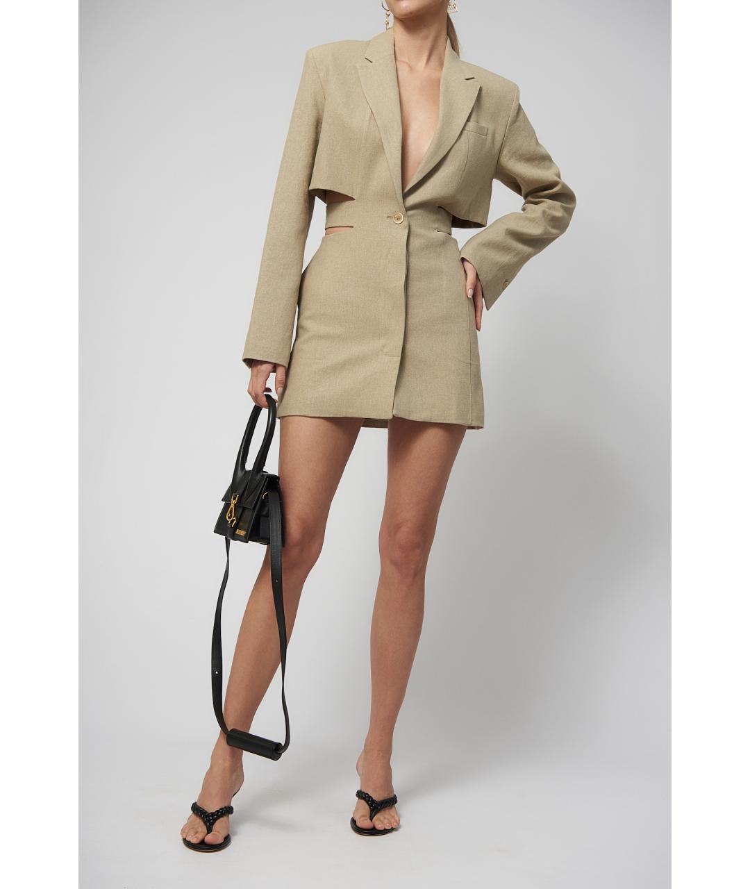 JACQUEMUS Бежевое хлопковое повседневное платье, фото 3