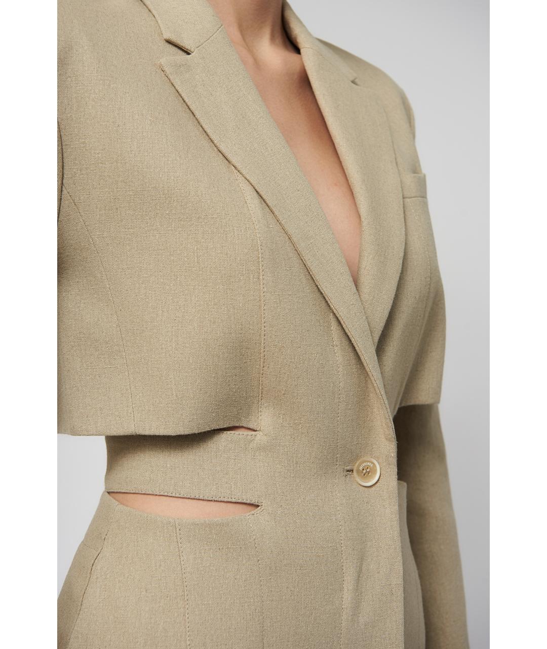 JACQUEMUS Бежевое хлопковое повседневное платье, фото 7