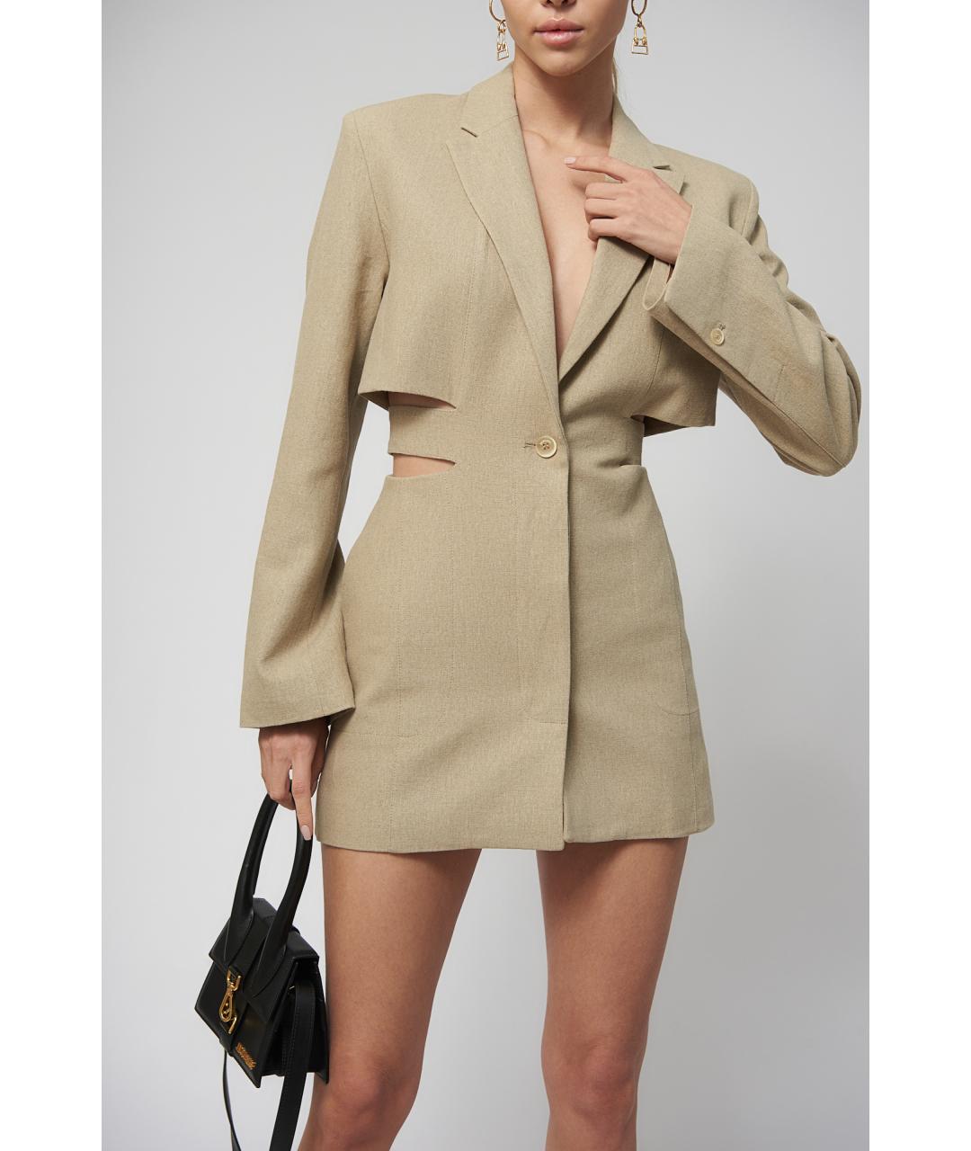 JACQUEMUS Бежевое хлопковое повседневное платье, фото 2