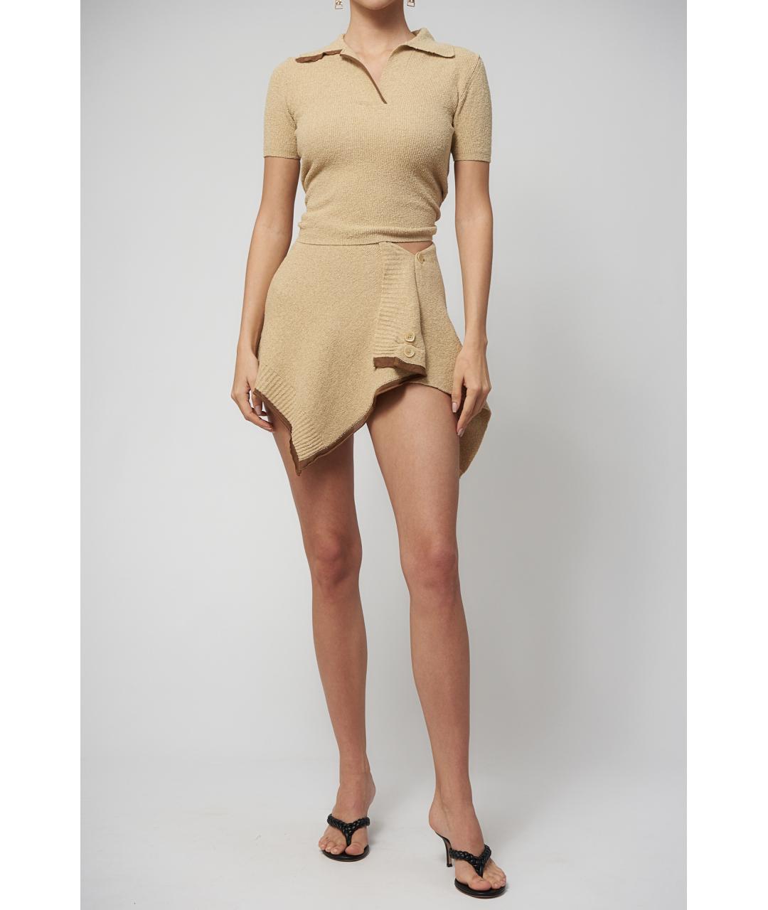 JACQUEMUS Бежевая хлопковая юбка мини, фото 4