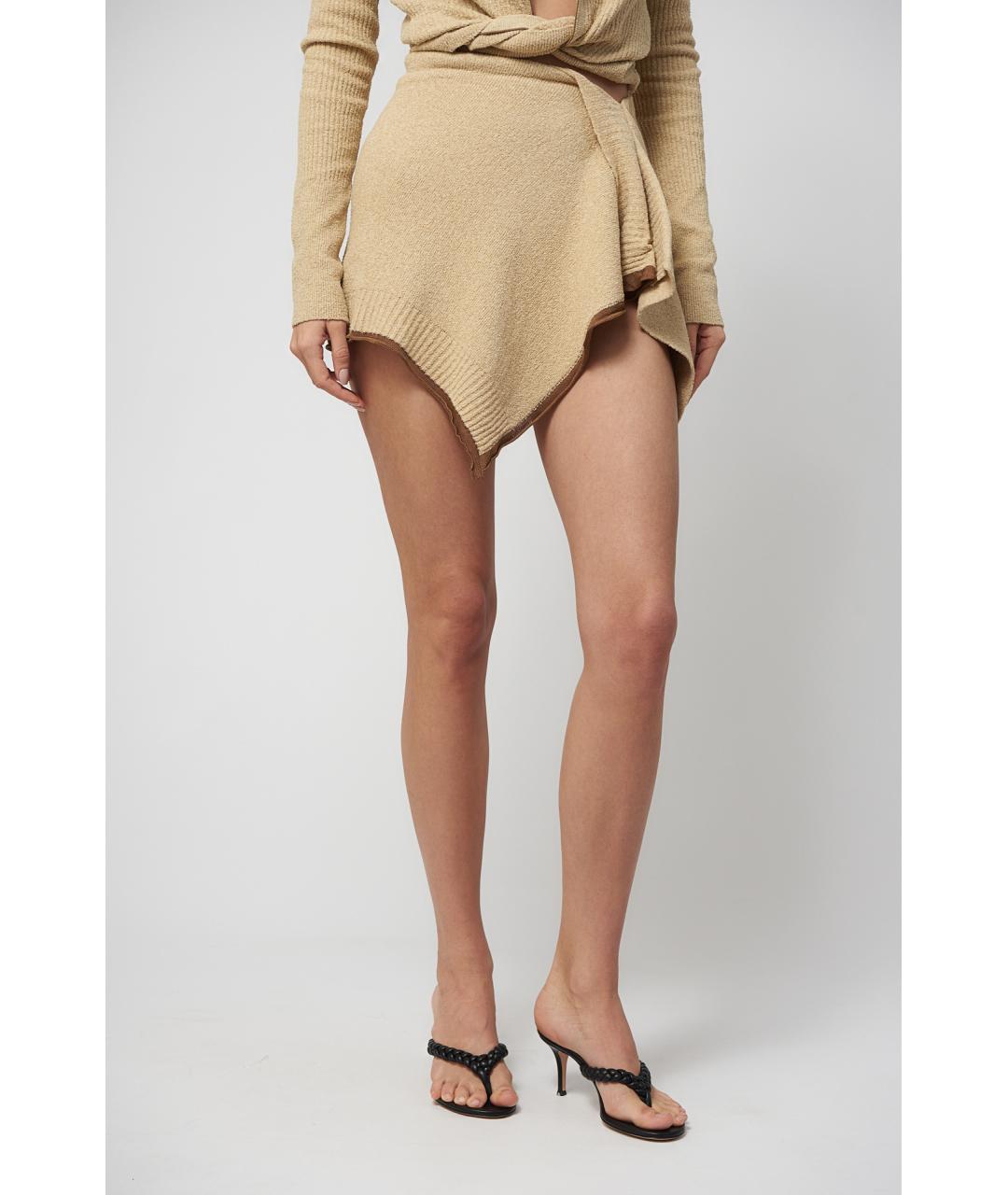 JACQUEMUS Бежевая хлопковая юбка мини, фото 2