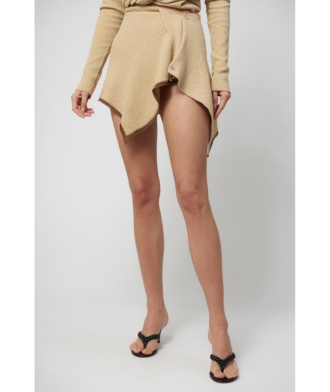JACQUEMUS Бежевая хлопковая юбка мини, фото 6