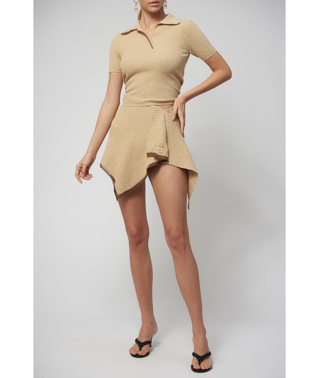 JACQUEMUS Бежевая хлопковая юбка мини, фото 5