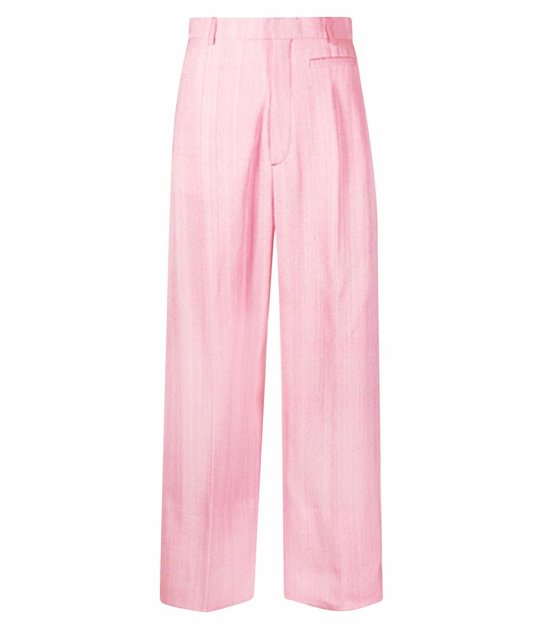 JACQUEMUS Розовые вискозные прямые брюки, фото 1