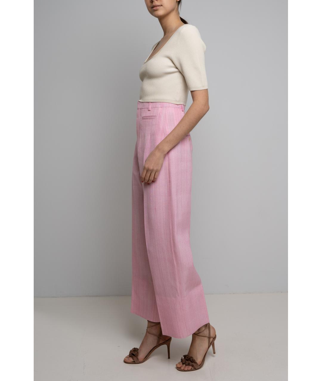 JACQUEMUS Розовые вискозные прямые брюки, фото 2
