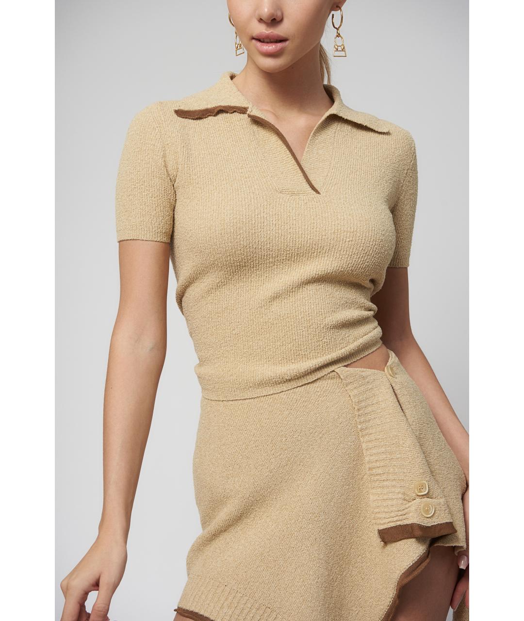 JACQUEMUS Бежевое хлопковое платье, фото 5