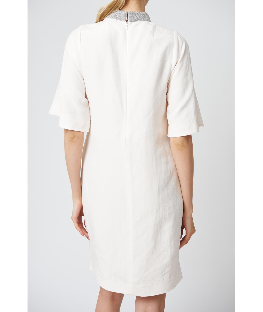 FABIANA FILIPPI Бежевое льняное повседневное платье, фото 4