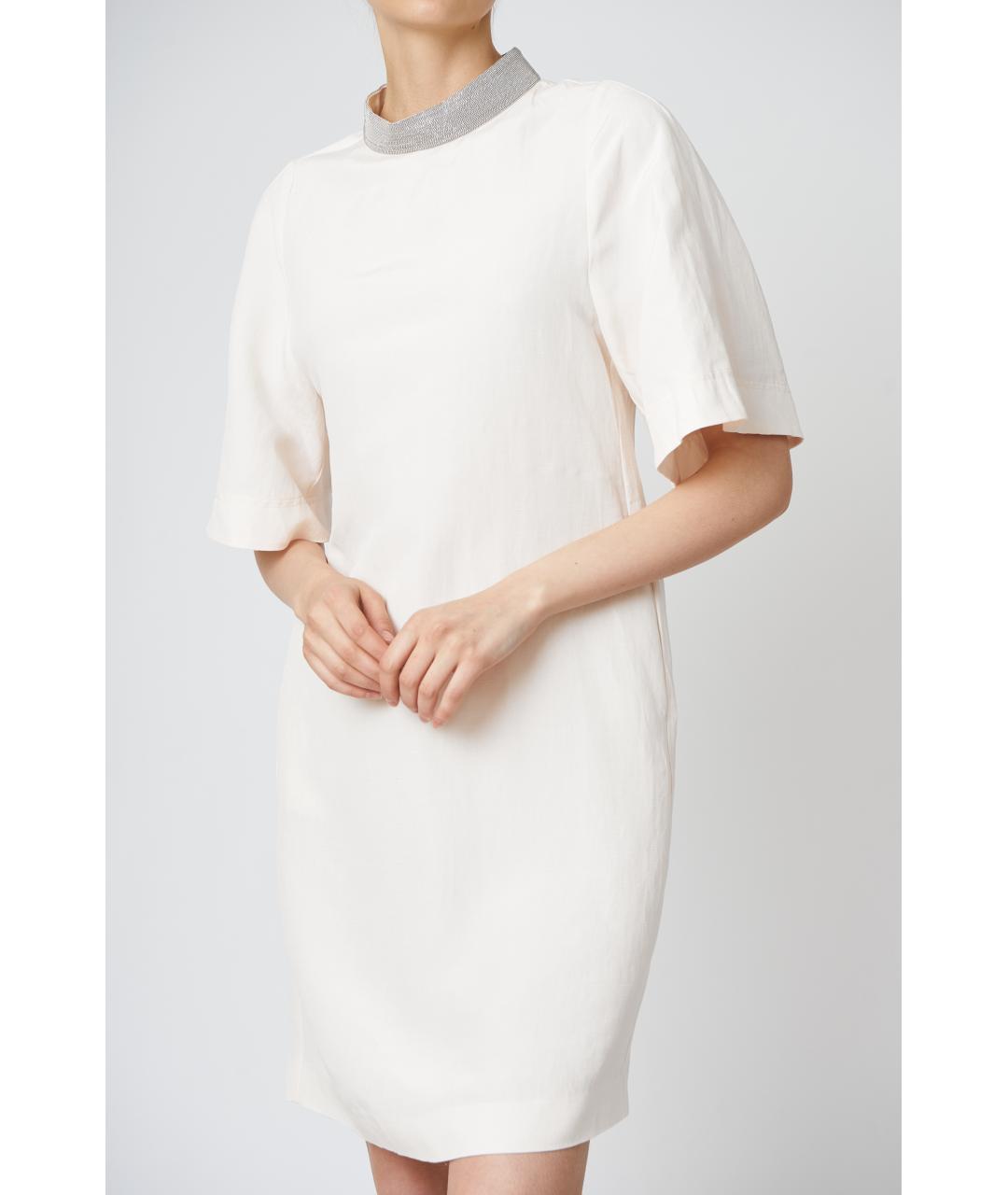 FABIANA FILIPPI Бежевое льняное повседневное платье, фото 2