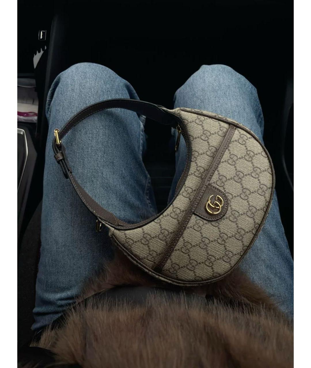 GUCCI Коричневая кожаная сумка с короткими ручками, фото 5