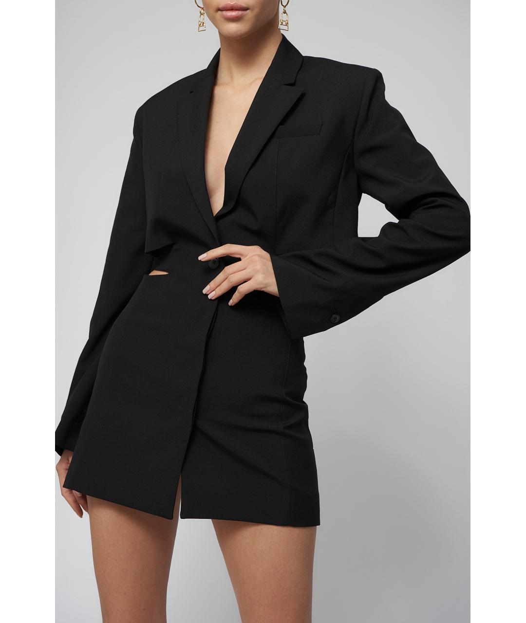 JACQUEMUS Черное шерстяное повседневное платье, фото 5