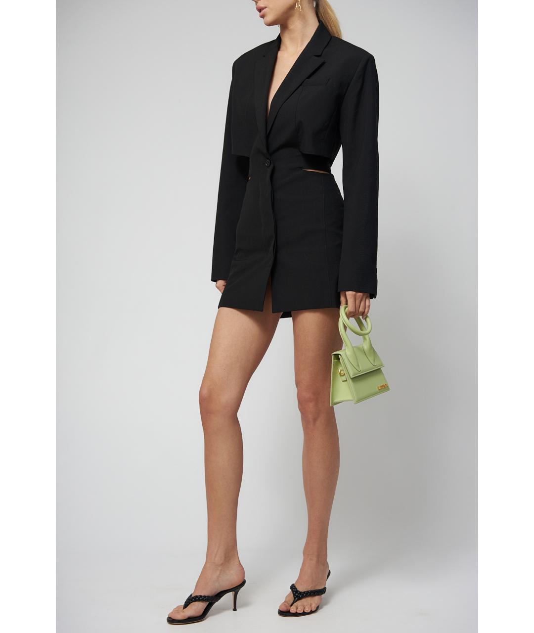 JACQUEMUS Черное шерстяное повседневное платье, фото 3