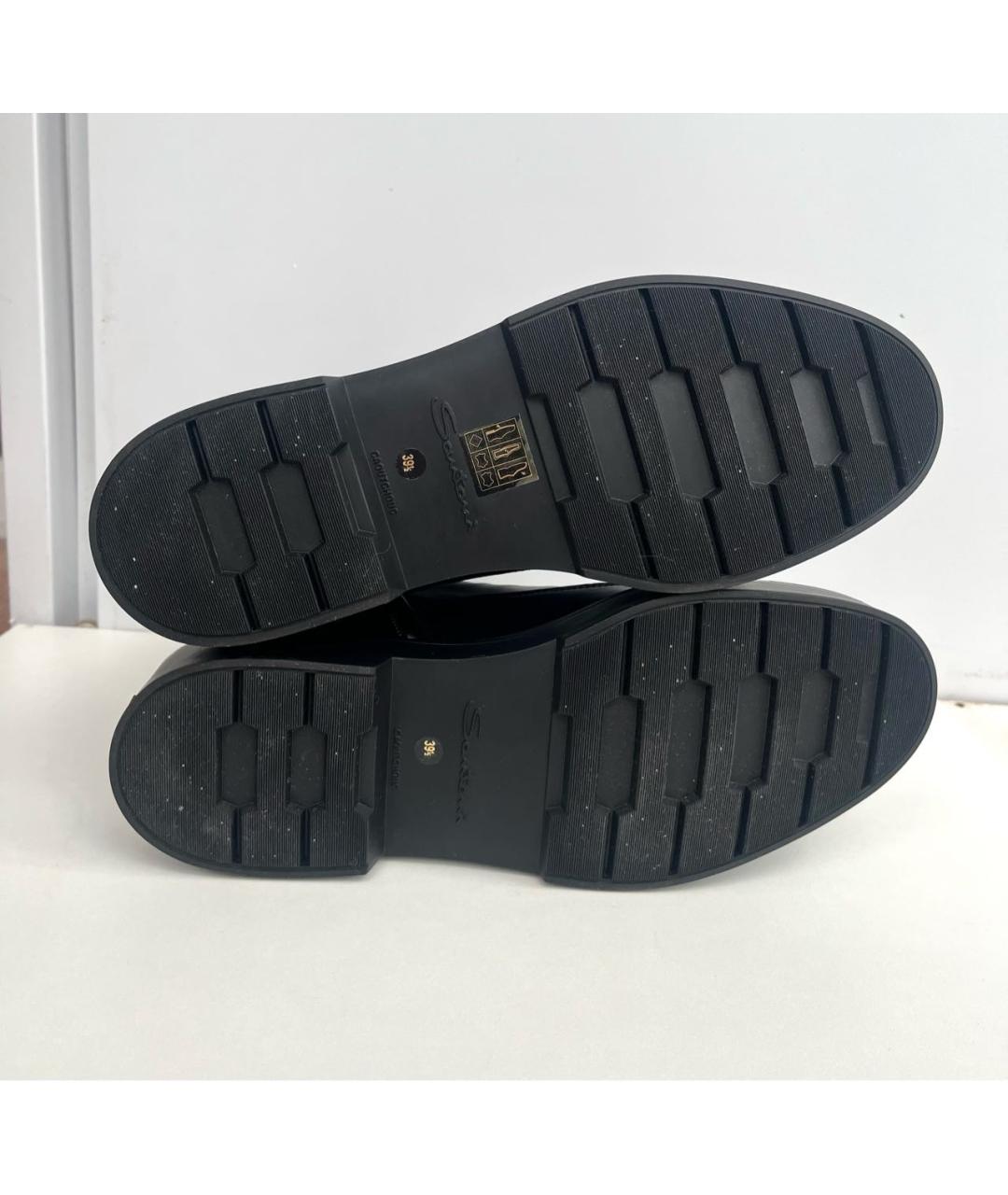 SANTONI Черные кожаные ботинки, фото 6