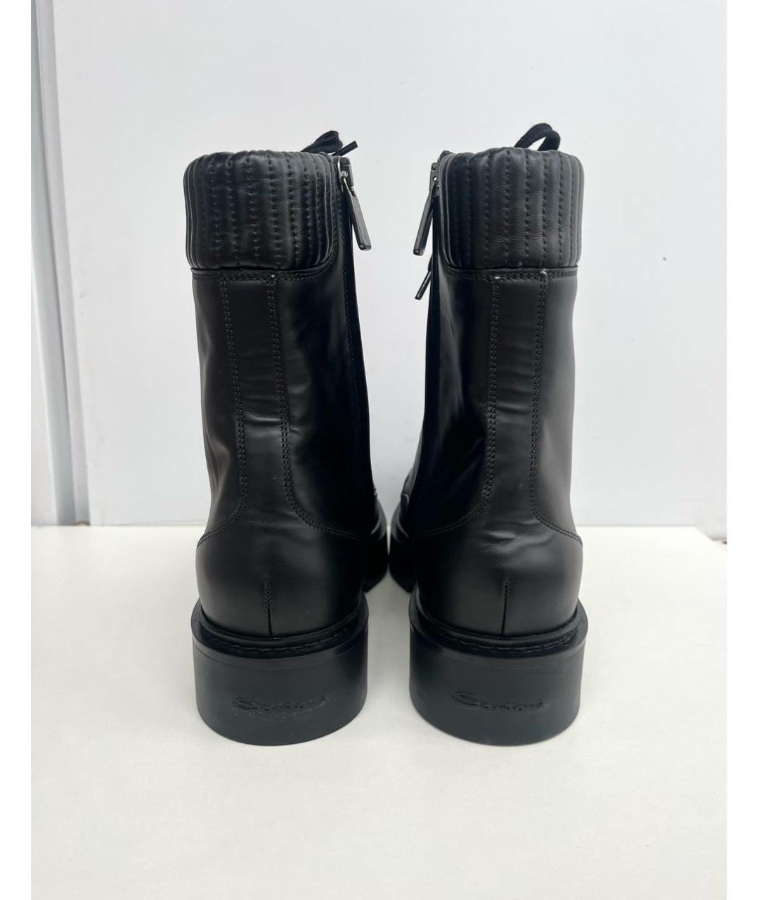SANTONI Черные кожаные ботинки, фото 3