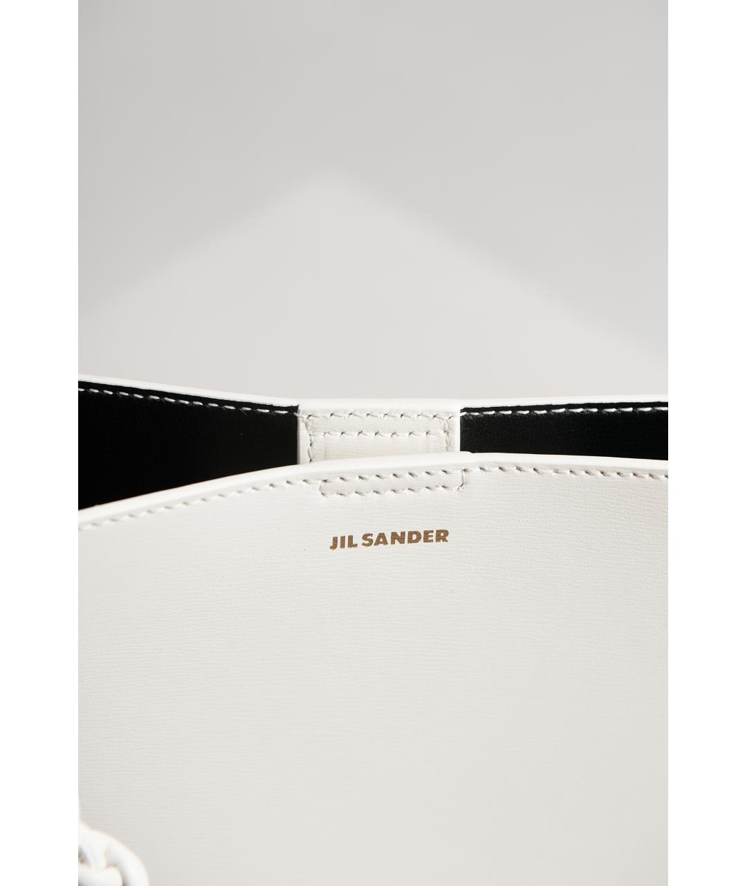 JIL SANDER Белая кожаная сумка через плечо, фото 4