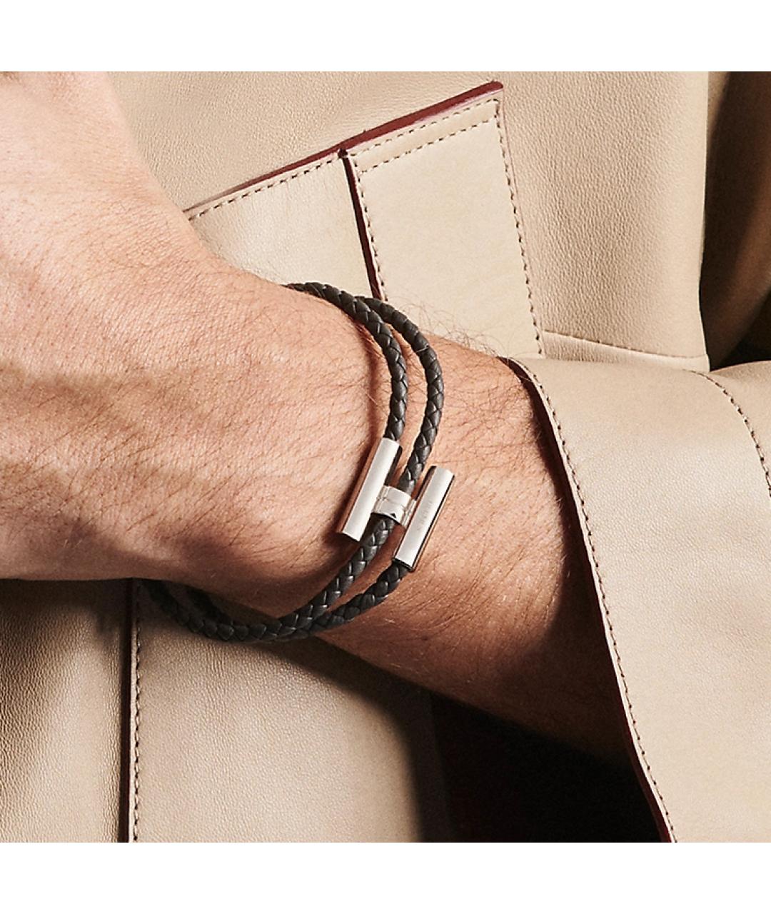 HERMES Серый кожаный браслет, фото 5