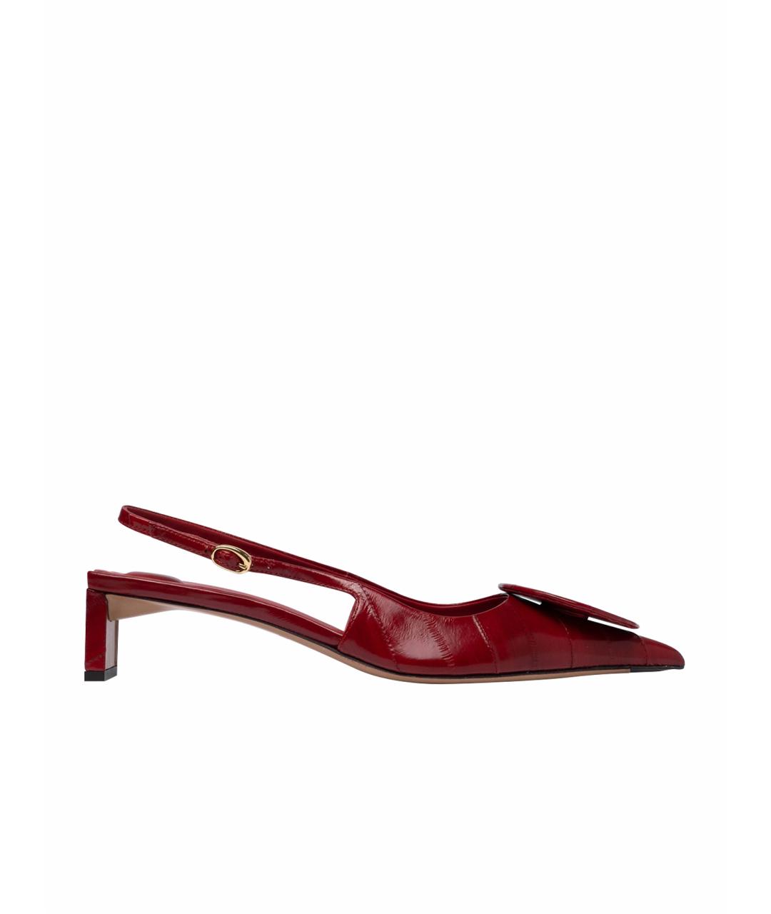 JACQUEMUS Бордовые кожаные мюли, фото 1