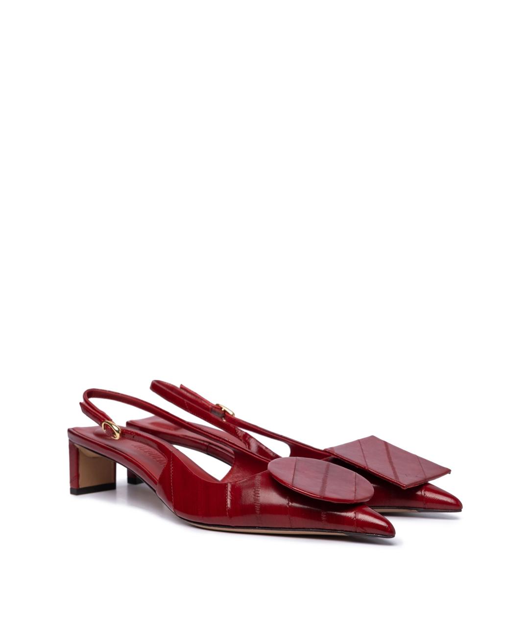 JACQUEMUS Бордовые кожаные мюли, фото 2