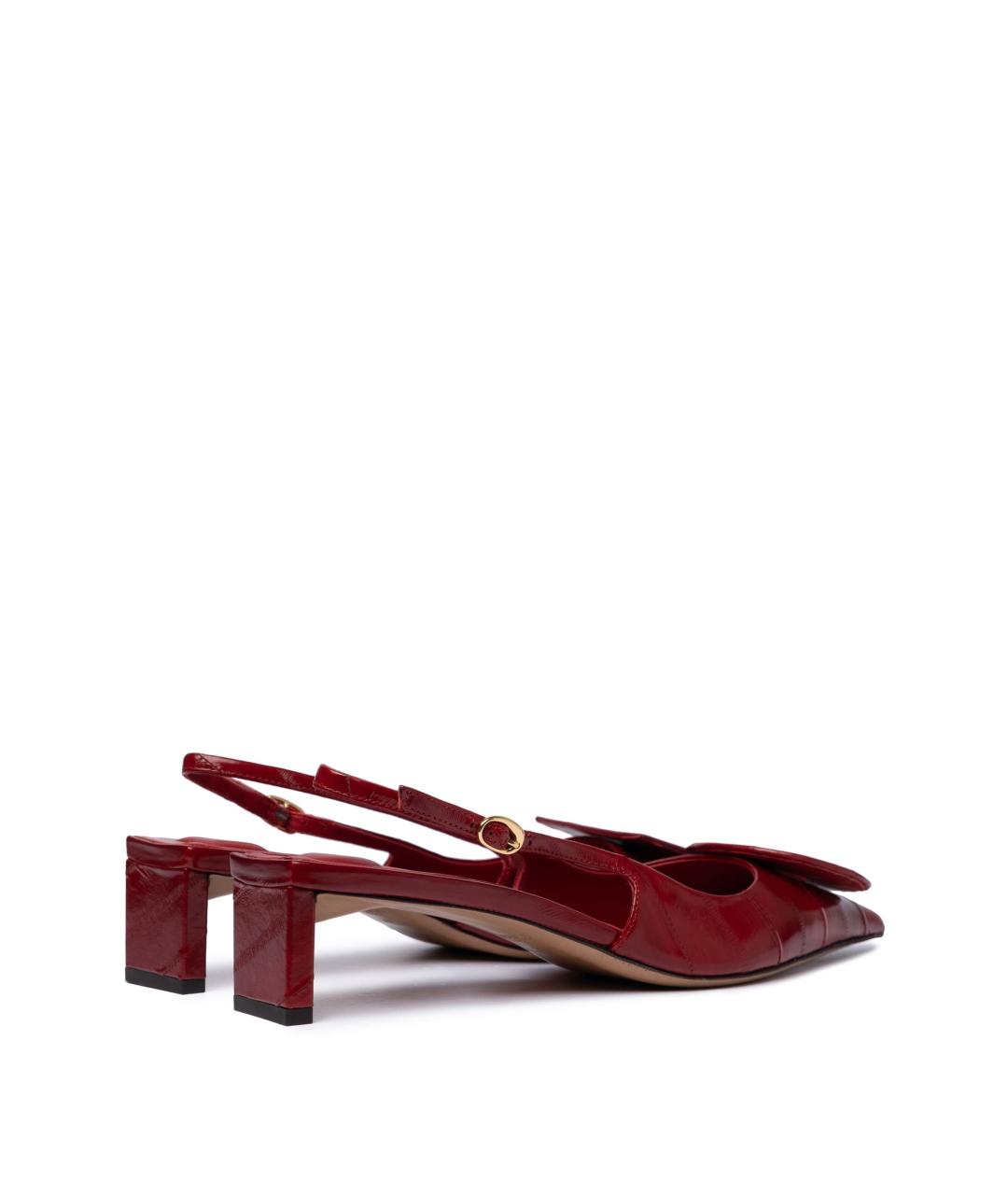 JACQUEMUS Бордовые кожаные мюли, фото 5