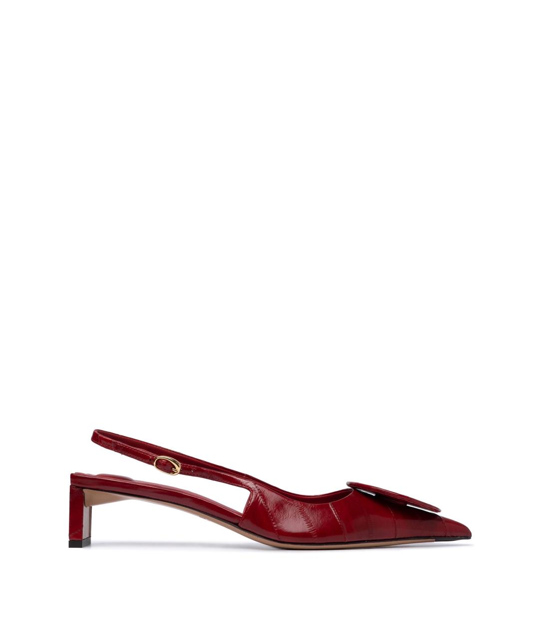 JACQUEMUS Бордовые кожаные мюли, фото 6