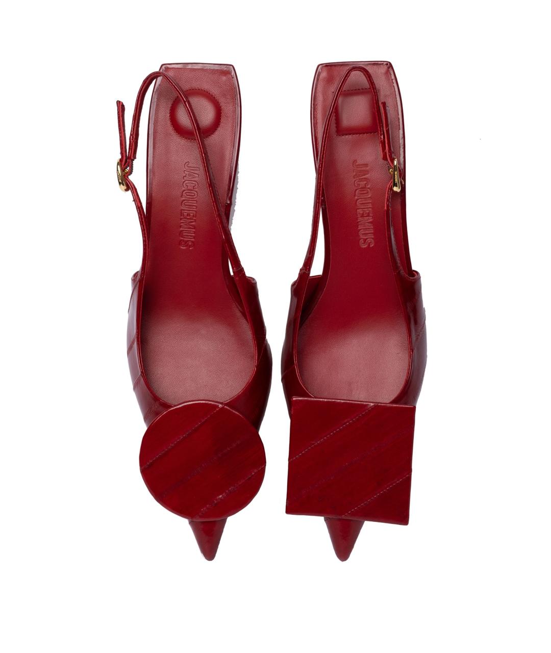 JACQUEMUS Бордовые кожаные мюли, фото 3
