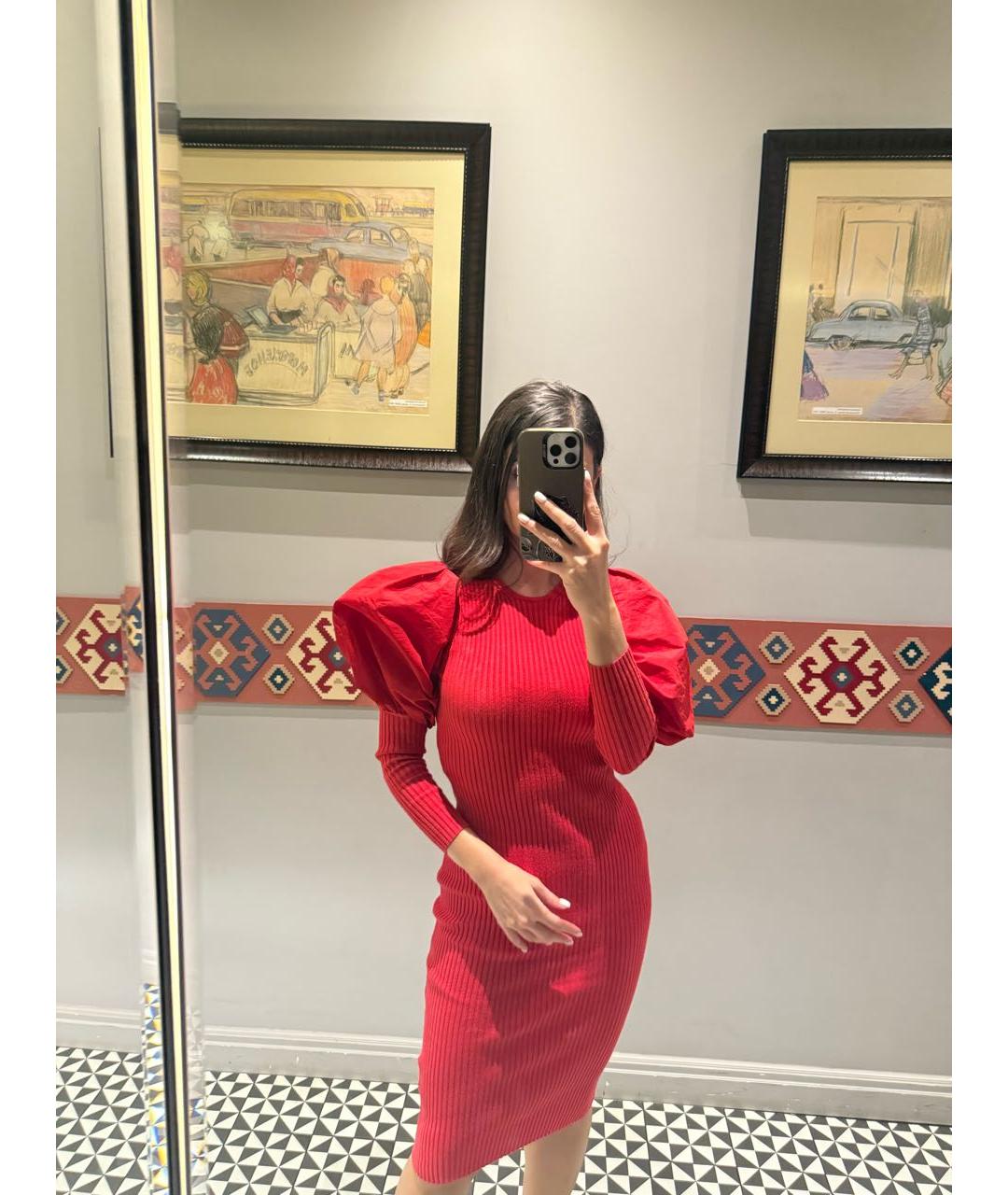ELISABETTA FRANCHI Красное повседневное платье, фото 6