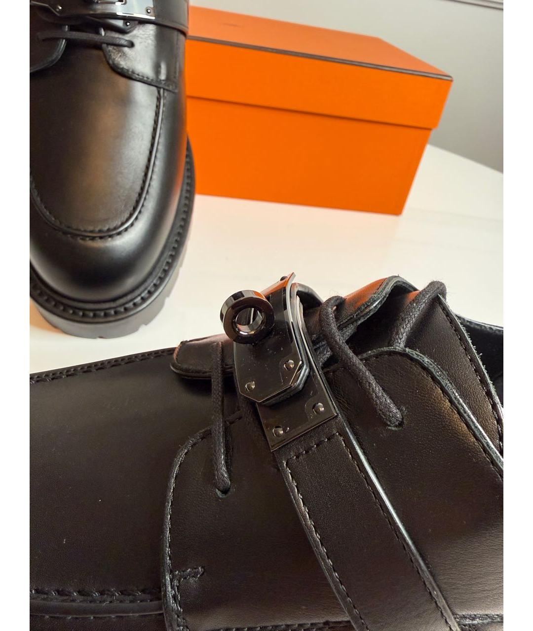 HERMES Черные кожаные низкие ботинки, фото 3