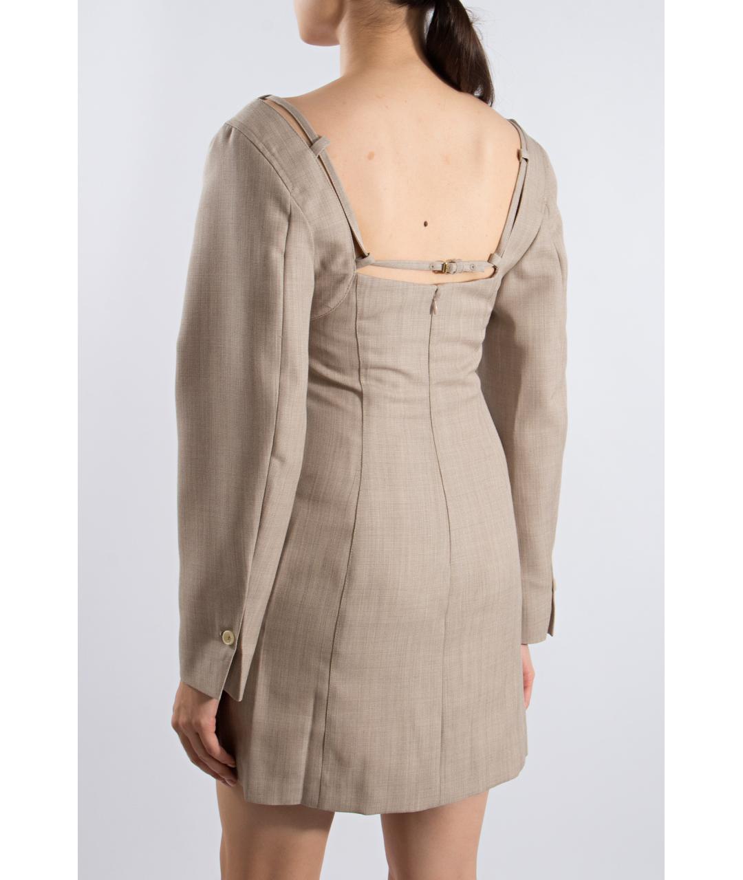 JACQUEMUS Бежевое шерстяное повседневное платье, фото 5