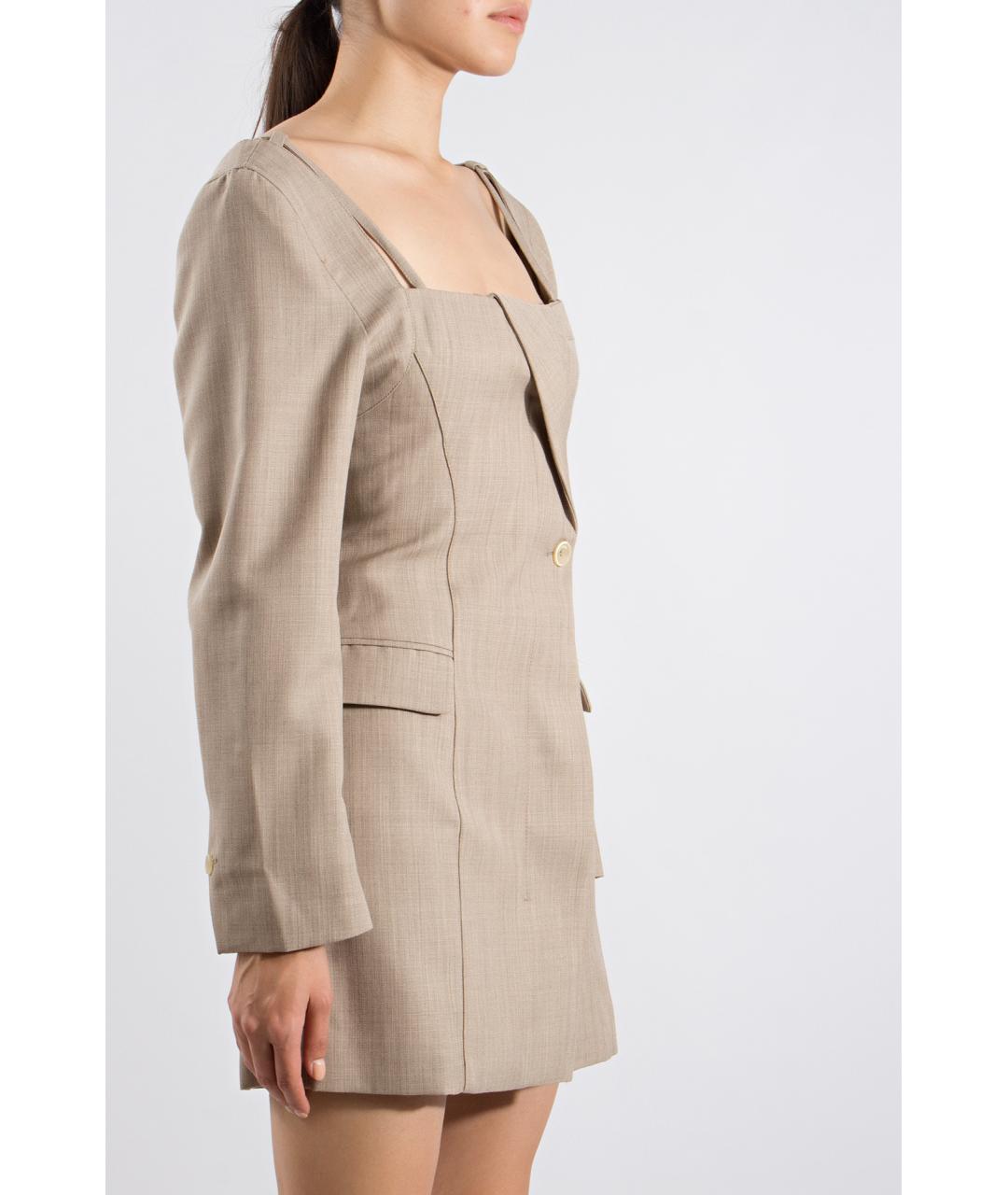 JACQUEMUS Бежевое шерстяное повседневное платье, фото 4