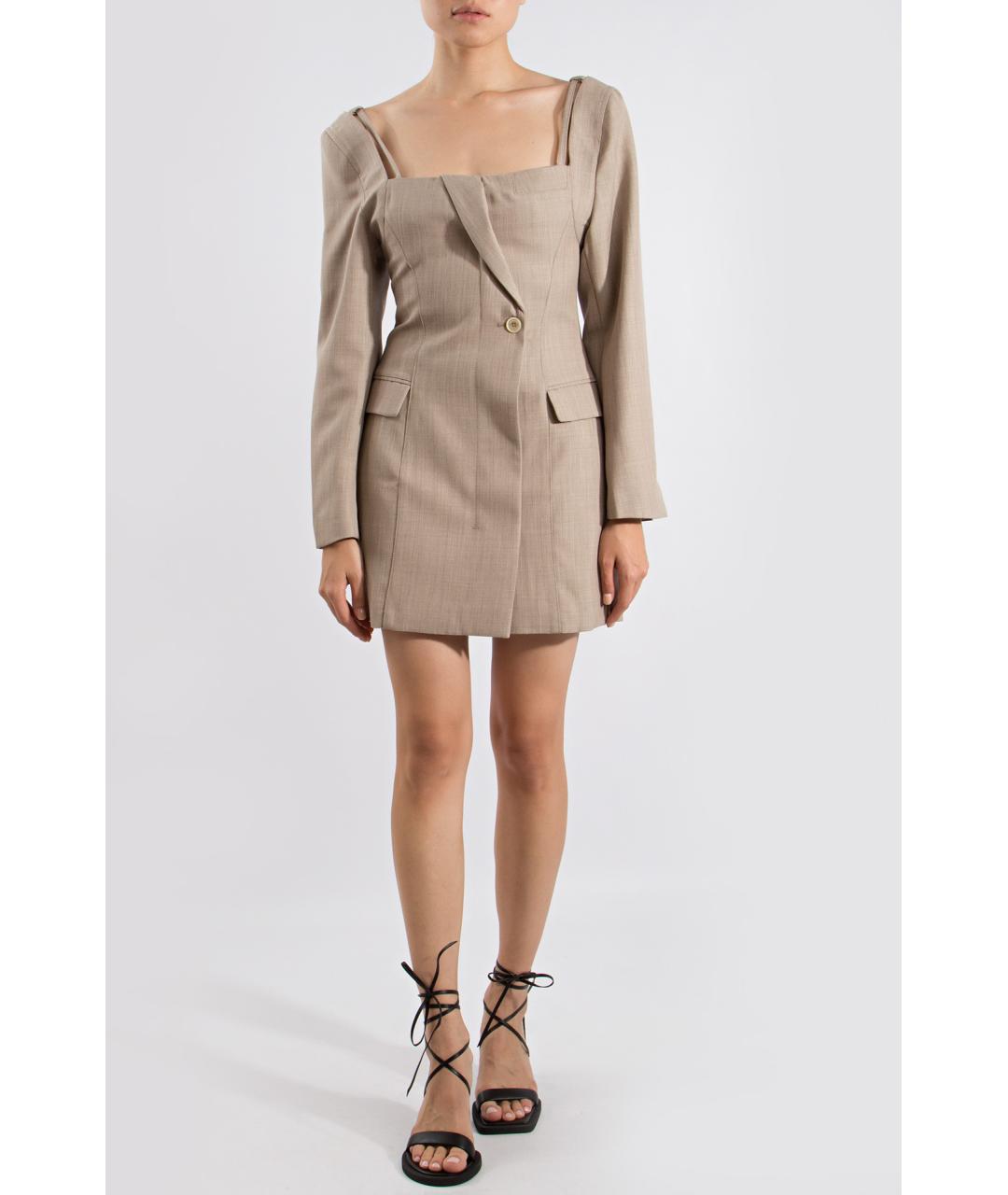 JACQUEMUS Бежевое шерстяное повседневное платье, фото 2