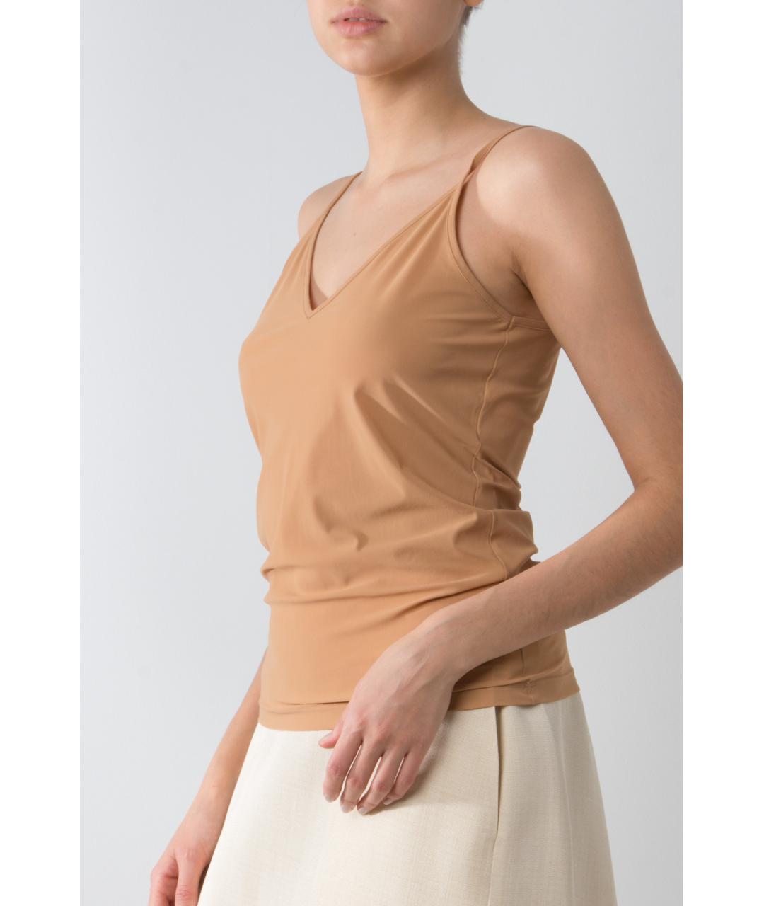 JIL SANDER Бежевая полиамидовая майка, фото 2